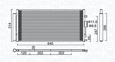 Radiator AC condensator potrivit ABARTH 500 595 695, 500C 595C 695C 1.4 08.08