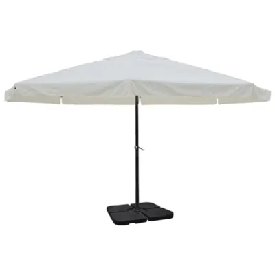 vidaXL Umbrelă de soare de grădină din aluminiu cu bază portabilă, alb