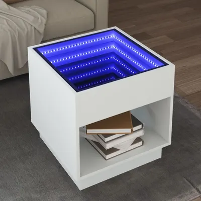 Gossi masuta de cafea cu led infinity, alb, 50x50x50 cm