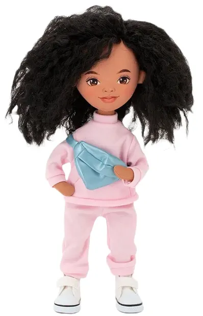 Păpușă moale Orange Toys Sweet Sisters - Tina cu trening roz, 32 cm