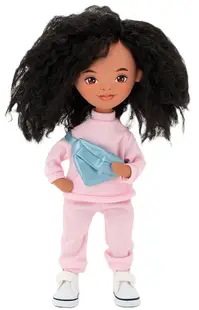 Păpușă moale Orange Toys Sweet Sisters - Tina cu trening roz, 32 cm