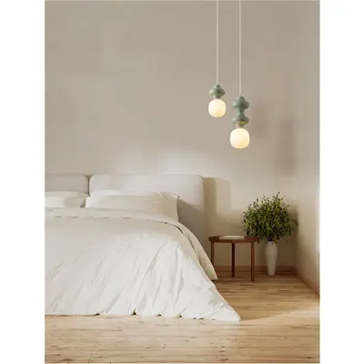 Lampa suspendata CLIO Mat Alb Metal Baza Verde Ceramic & Acid Opal Sticla LED E14 1x5 Wat 220-240Volt IP20 Fara bec