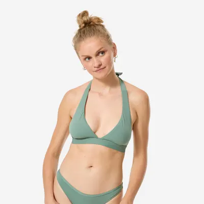 Bustieră de baie tip triunghiuri lungi cu paiete surf Cora Kaki Damă
