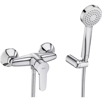 Set 2 in 1 baterie dus Roca Arola A5A206AC0K, aparent, para de dus, furtun de dus, suport para de dus, Crom