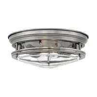 Corp de iluminat decorativ pentru exterior, Hadrian 2 Light Flush Mount – Clear Glass – Antique Nickel