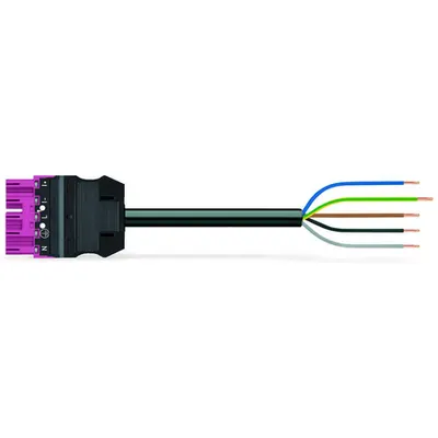 pre-assembled connecting cable; Eca; Plug/open-ended; 5-pole; Cod. B; H05VV-F 5G 1.5 mm²; 5 m; 1,50 mm²; blue