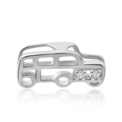Pandantiv masinuta pentru copii din aur alb cu diamante de 0.08ct