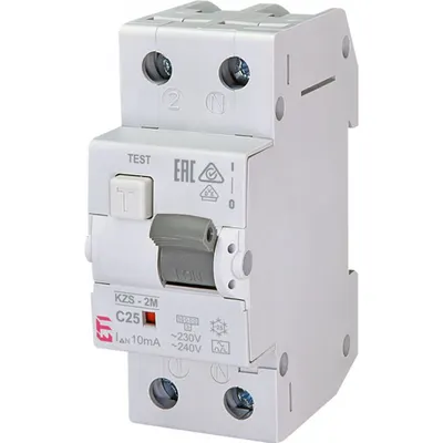 KZS-2M Intrerupatoare de curent rezidual cu protecție la supracurent, 2 module, tip A și AC KZS-2M A C25/0.01