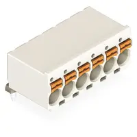 1-conductor THT female header; 1.4 mm Ø solder pin; angled; direct marking; 2.5 mm²; Pin spacing 5 mm; 4-pole; 2,50 mm²; light gray