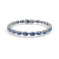 Bratara tennis din aur alb cu tanzanite ovale de 10.89ct si diamante de 0.26ct