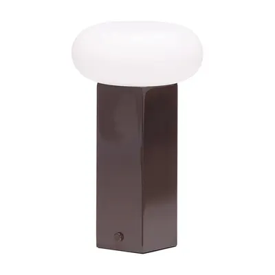 Veioză maro LED cu intensitate reglabilă din metal cu abajur din sticlă (înălțime 20 cm) Low – Hübsch