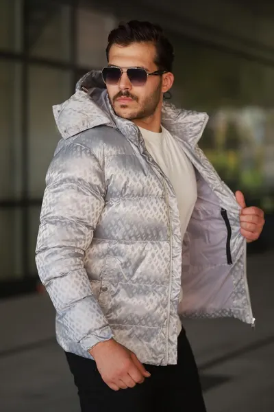 Geacă Puffer Fashion Premium – Silver Monogram Gcbs2 (mărime: Xxl)