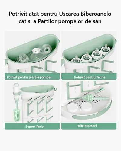 Suport vertical pentru uscare biberoane premium pentru 18 biberoane si accesorii de alaptare Momcozy
