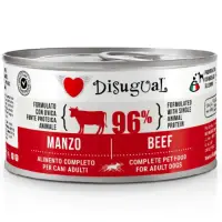 DISUGUAL Monoprotein, XS-XL, Vită, conservă hrană umedă monoproteică fără cereale câini, (pate), 150g