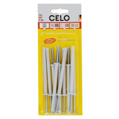 CELO Blister Nail plug NP 6-80 pre-assembled, FB flat rim plug cu countersunk surub (PZ2), zincat