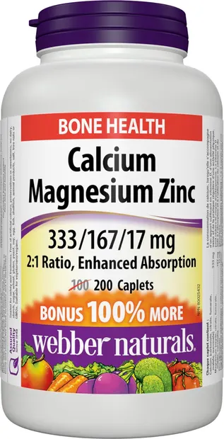 Calcium, Magnesium, Zinc, 200 capsule, Webber Naturals