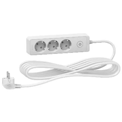 Prelungitor Unica 2P+E, 3 premii + intrerupator, 5m, alb