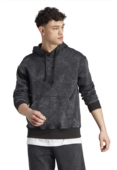 Hanorac relaxed fit cu aspect decolorat - Negru