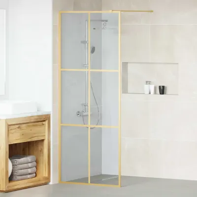 vidaXL Zid de duș walk-in Auriu 80 x 195 cm sticlă securizată