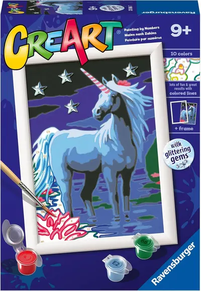 Set de pictură pe numere Ravensburger CreArt - Unicorn și stele
