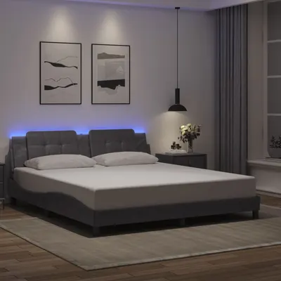 vidaXL Cadru de pat cu LED fără saltea, Zadar, gri, 180x200 cm