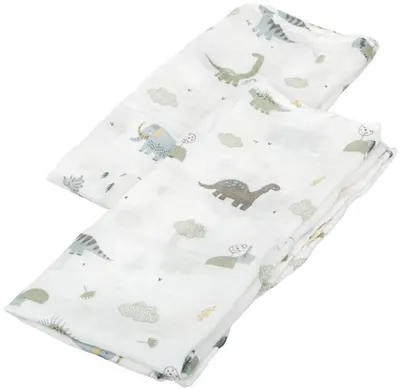Set scutece din bumbac Bimbidreams - Trex, 60 x 60 cm, 2 bucăți