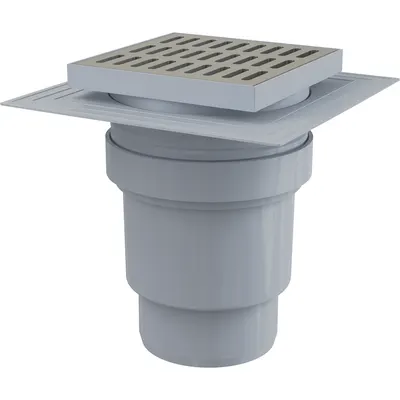 Sifon pardoseala cu gratar otel inoxidabil, 150x150 mm iesire verticala si guler izolatie Alcadrain APV13