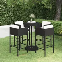 Gossi set mobilier bar de gradina cu perne, 5 piese, negru, poliratan