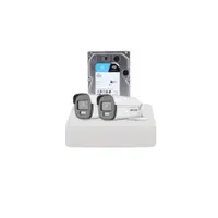 Sistem supraveghere exterior cu HDD 1 TB HikVision, 2 camere, 2 MP, 2.8 mm, IR/lumina alba 40 m, microfon
