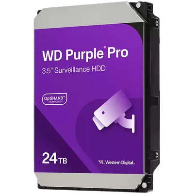 HDD Video Surveillance WD Purple Pro 24TB CMR, 3.5'', 512MB, 7200 RPM, SATA, TBW: 550