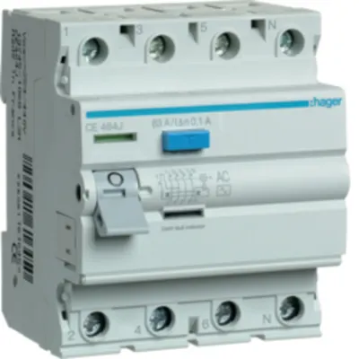 Întrerupător diferențial 4P 63A, 100mA, tipAC