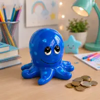 Pușculiță din ceramică, Deluxebase, model caracatiță albastră