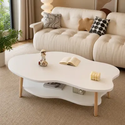 Masa de Cafea in Forma de Nor Cloud Table 2 Nivele 100cm Alb Design Modern