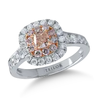 Inel din aur alb-roz cu diamante de 0.8ct si diamante roz cushion si rotunde de 0.6ct