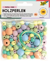 Set creativ Folia - margele din lemn, culori pastelate
