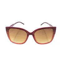 Ochelari de soare, damă, Tiara, roșu rubin transparent, formă cat-eye cu margini rotunjite, lentile maro fumurii, protecție UV 400