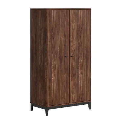 Șifonier în culoare naturală închisă cu aspect de lemn de nuc 100x190,5x55 cm Ilyas – Vipack