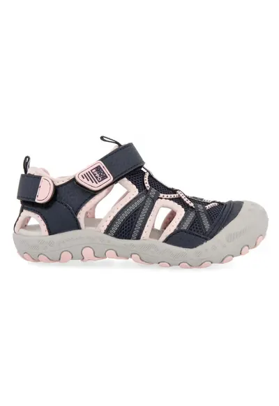 Sandale cu velcro si decupaje Mazatlan 27603 - Roz pal/Bleumarin