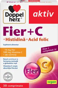 Fier + Vitamina C + Histidina + Acid folic, 30 comprimate, Doppelherz