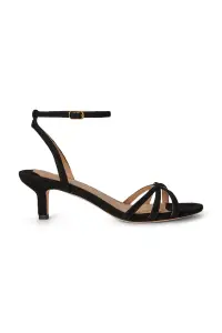 Lauren Ralph Lauren sandale cu toc jos din piele întoarsă Kendyl Kttn