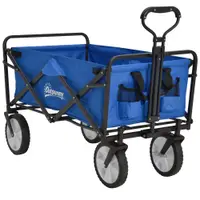 Outsunny cărucior pliant cu frâne, mâner reglabil, capacitate 68 kg, cărucior pentru plajă, grădină și cumpărături | Aosom Romania