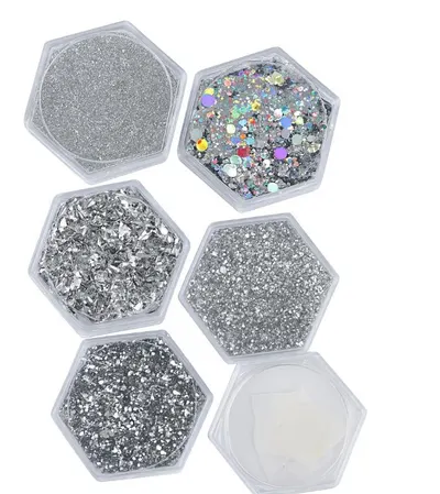 Set 6 Nail Art NailsUp – Glitter & Foil Mix Metalic