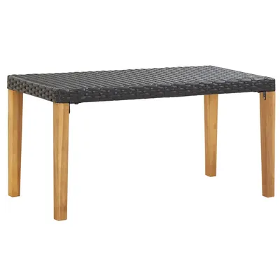 vidaXL Bancă de grădină, negru, 120 cm, poliratan și lemn de acacia