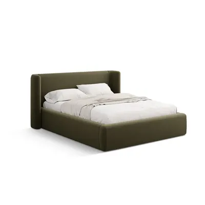 Pat matrimonial verde tapițat cu spațiu de depozitare cu somieră 200x200 cm Jason – Windsor & Co Sofas