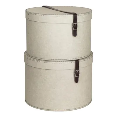 Cutii de depozitare bej 2 buc. din carton cu capac ø 37,5x25 cm Rut Canvas Paper Laminate – Bigso