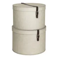Cutii de depozitare bej 2 buc. din carton cu capac ø 37,5x25 cm Rut Canvas Paper Laminate – Bigso