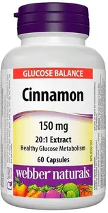 Cinnamon, 150 mg, 60 capsule, Webber Naturals
