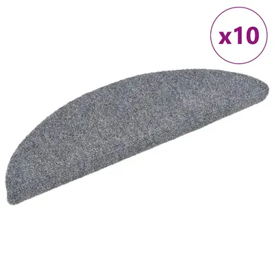 vidaXL Covorașe pentru scări autoadezive, 10 buc., 56x17x3 cm, gri deschis, semirotunde