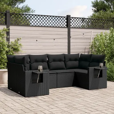 Gossi set mobilier de gradina cu perne, 6 piese, negru, poliratan