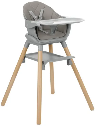 Scaun de masă 2 în 1 KikkaBoo - Woody, Grey